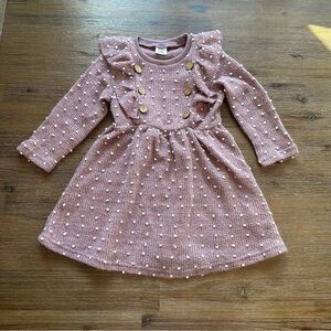 3/20$ PatPat Mauve Polka Dot Kids Toddler Long Sleeve Dress size 3-4 years